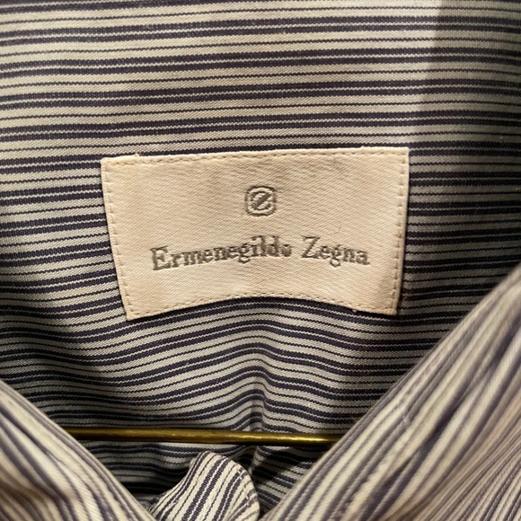 Ermenegildo Zegna Blue and White Dress Shirt L 41/16 - Picture 2 of 3